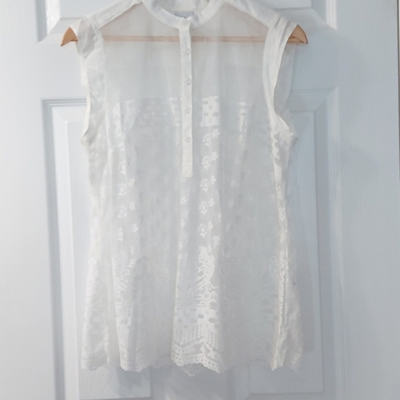 Cabi Prudence Lace Sleveless Top Ivory Size Medium - Picture 2 of 6